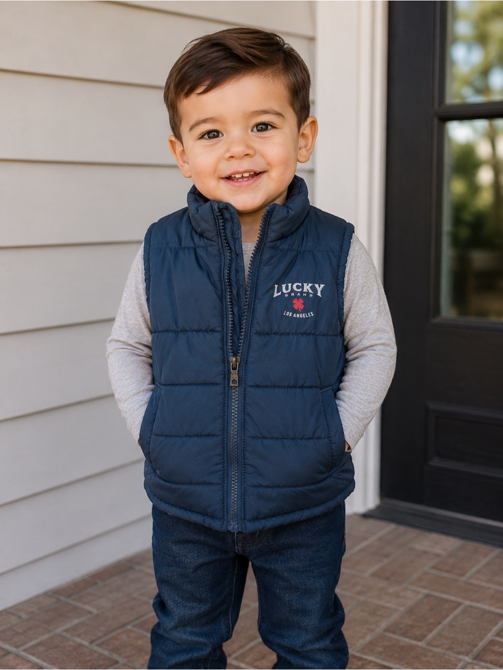 Lucky Brand Navy Blue Quilted Puffer Vest